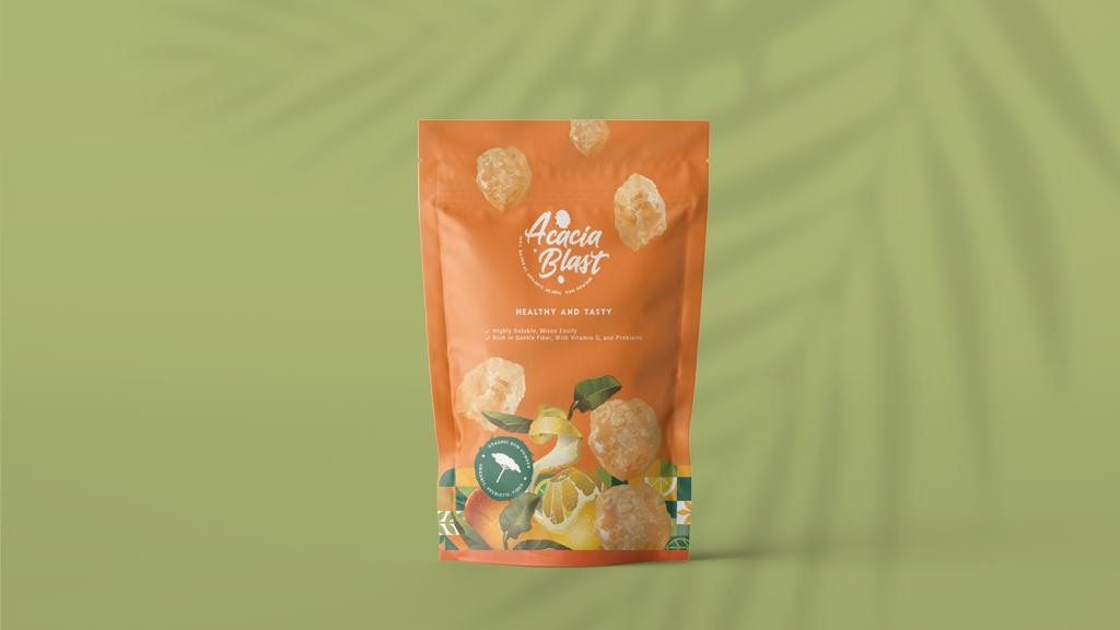 Acacia Blast orange packaging